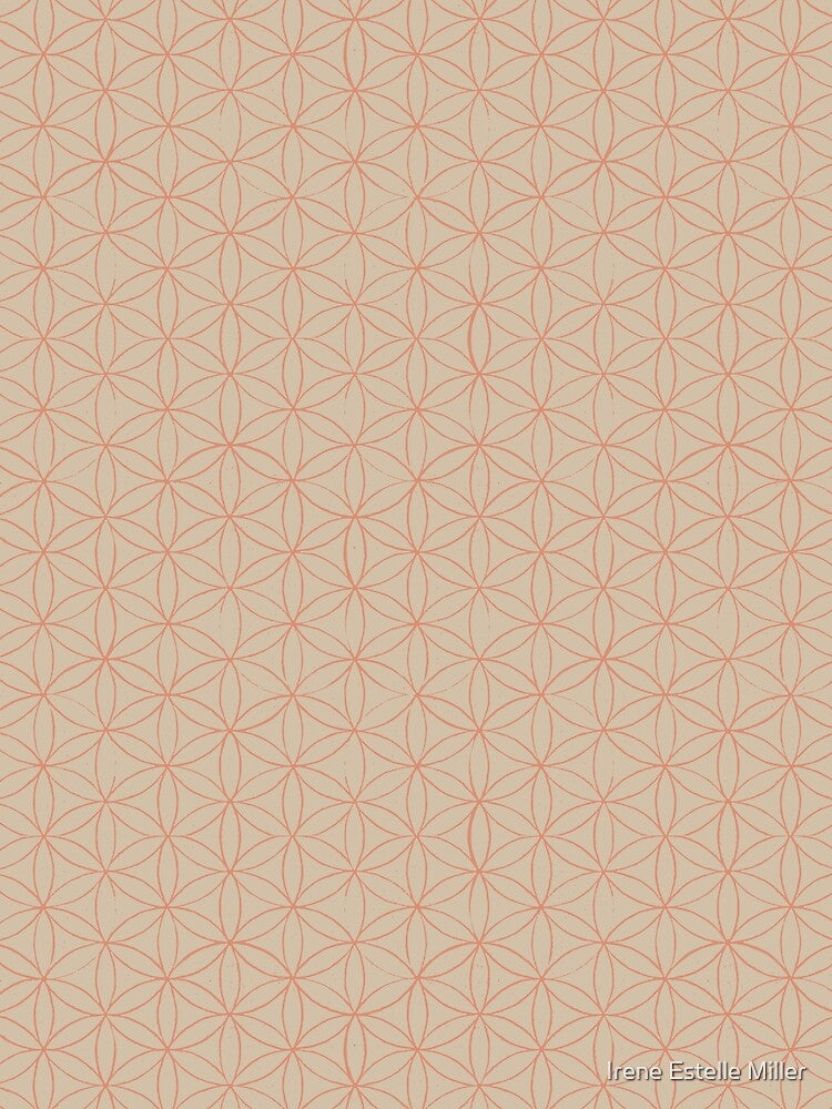 Flower of Life Linocut Pattern - Dove + Coral by Irene Estelle