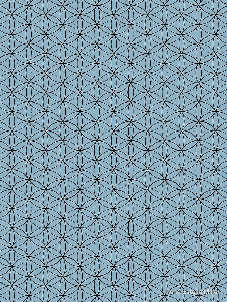Flower of Life Linocut Pattern - Sky + Coal by Irene Estelle
