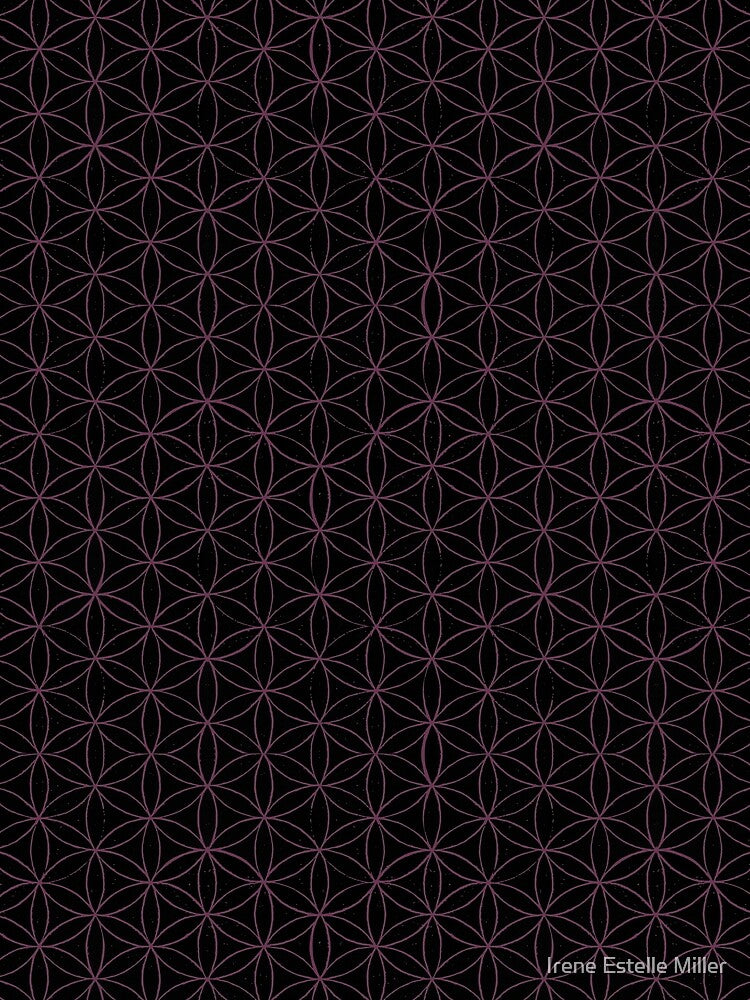 Flower of Life Linocut Pattern - Coal + Beet by Irene Estelle
