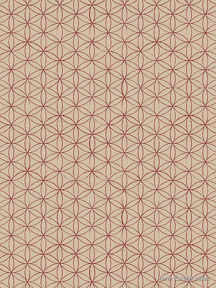 Flower of Life Linocut Pattern - Dove + Ruby by Irene Estelle