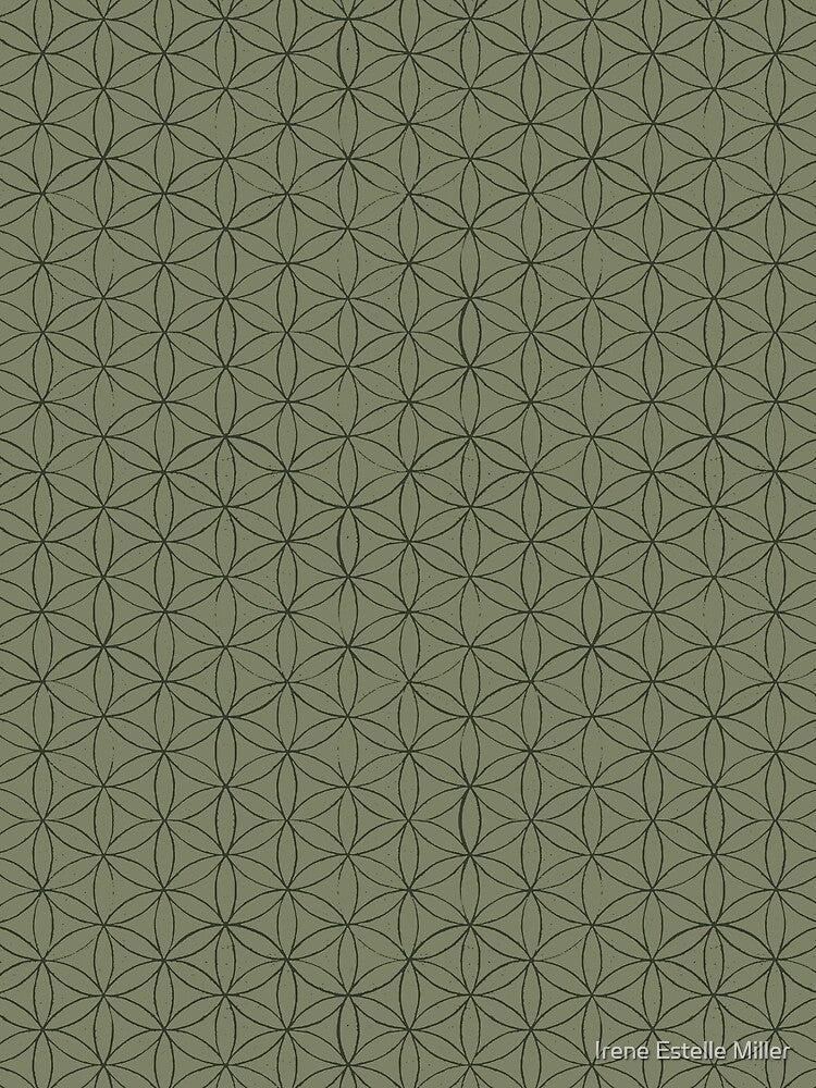 Flower of Life Linocut Pattern - Sage + Pine by Irene Estelle