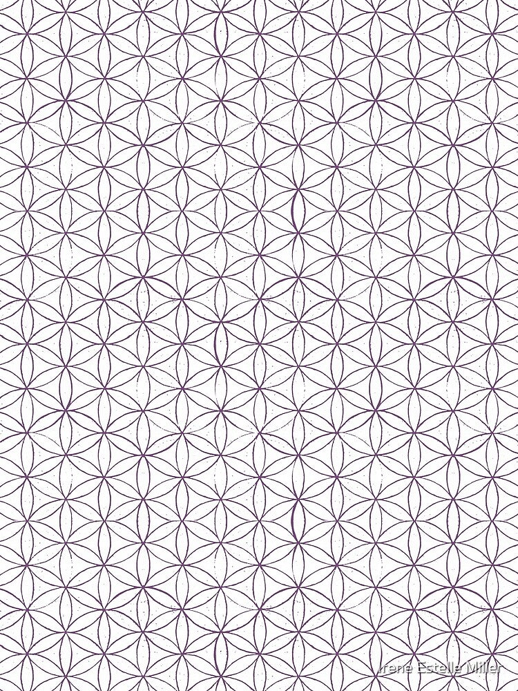 Flower of Life Linocut Pattern - Snow + Plum by Irene Estelle