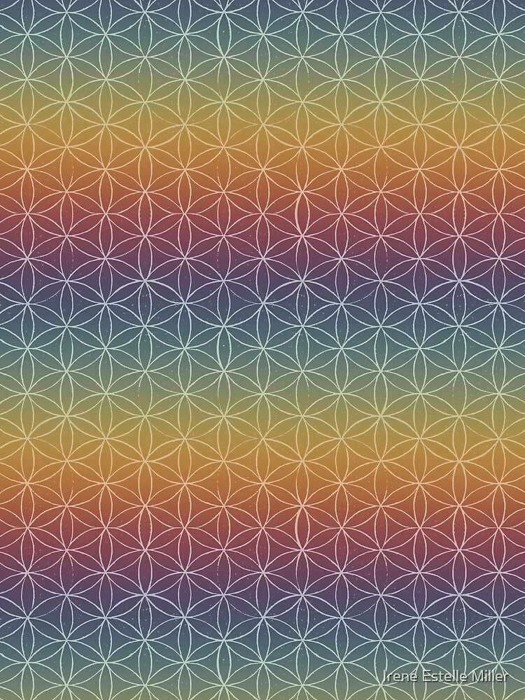 Flower of Life Linocut Pattern - Rainbow Sunset + Rainbow Sorbet by Irene Estelle