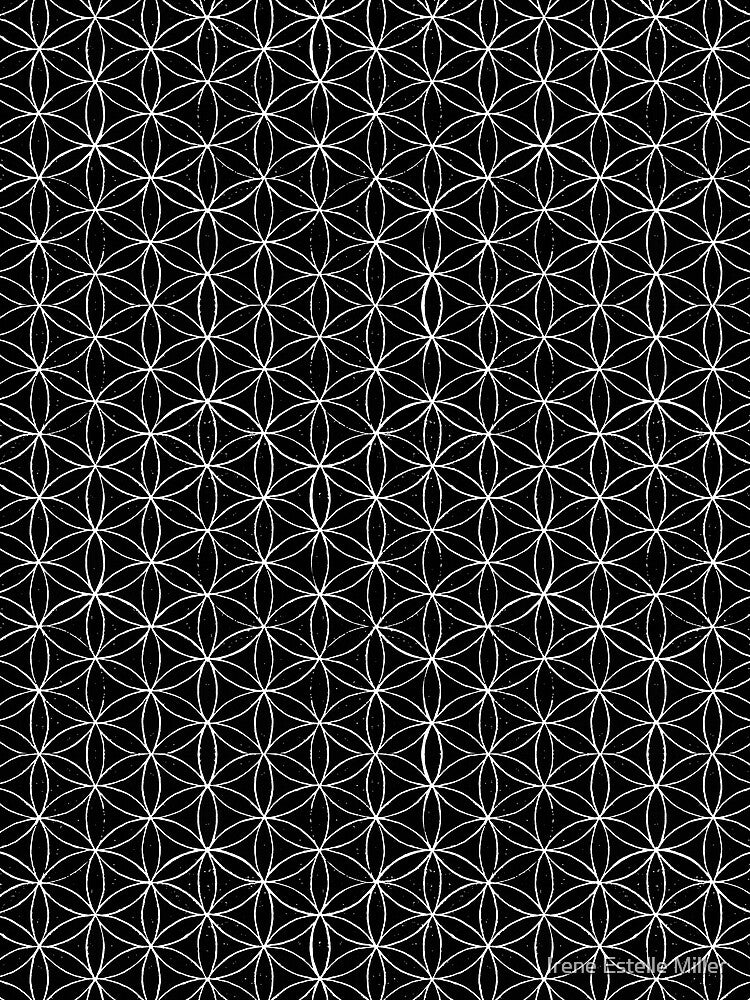 Flower of Life Linocut Pattern - Coal + Snow by Irene Estelle