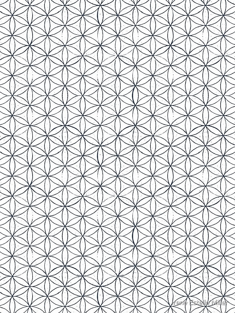 Flower of Life Linocut Pattern - Snow + Dusk by Irene Estelle
