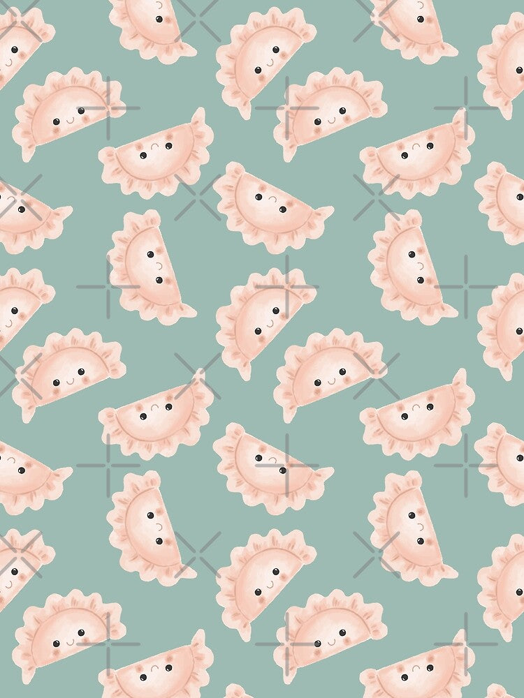 Cute Pierogi Pattern – Kawaii Polish Dumplings Illustration gift for Polish friend / foodie. by AniaMartaArt