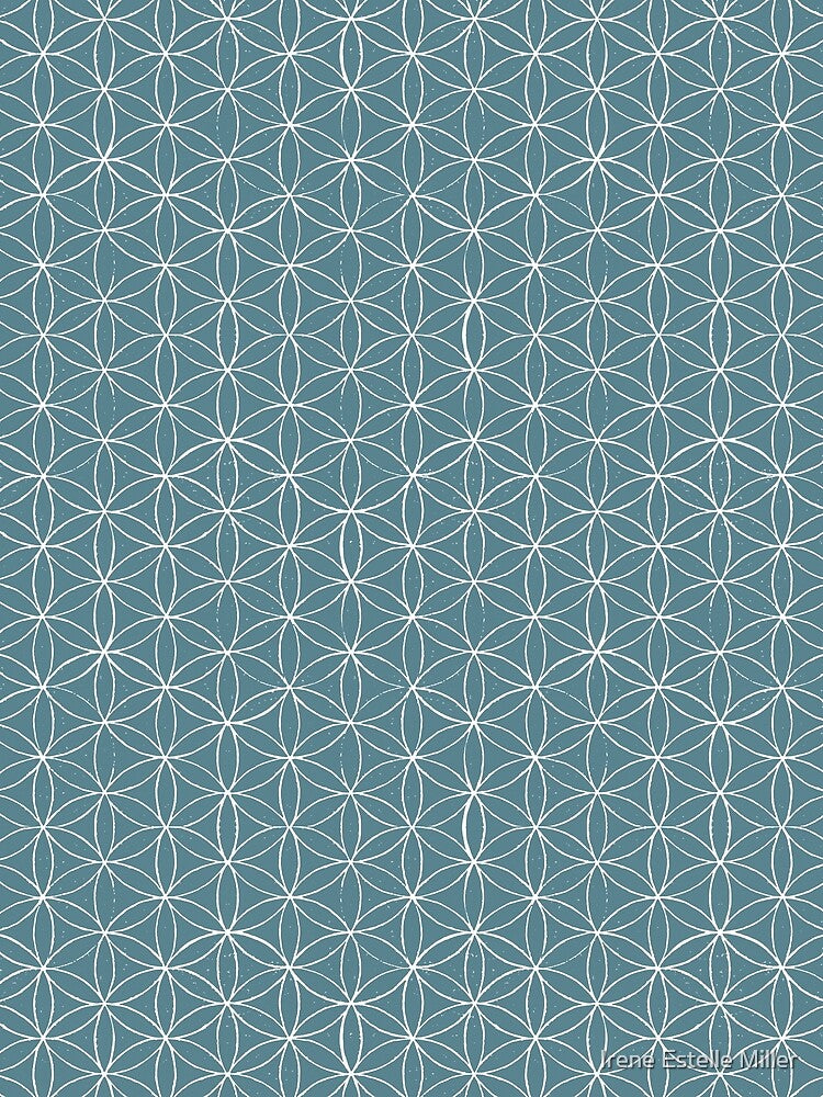 Flower of Life Linocut Pattern - Peacock + Snow by Irene Estelle
