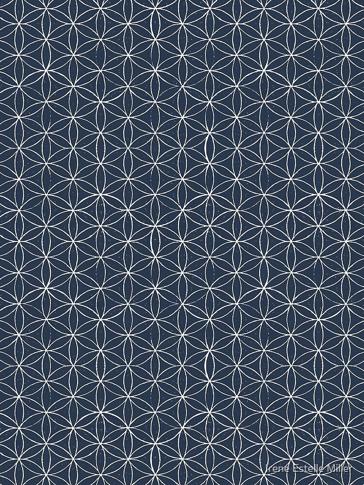 Flower of Life Linocut Pattern - Dusk + Snow by Irene Estelle