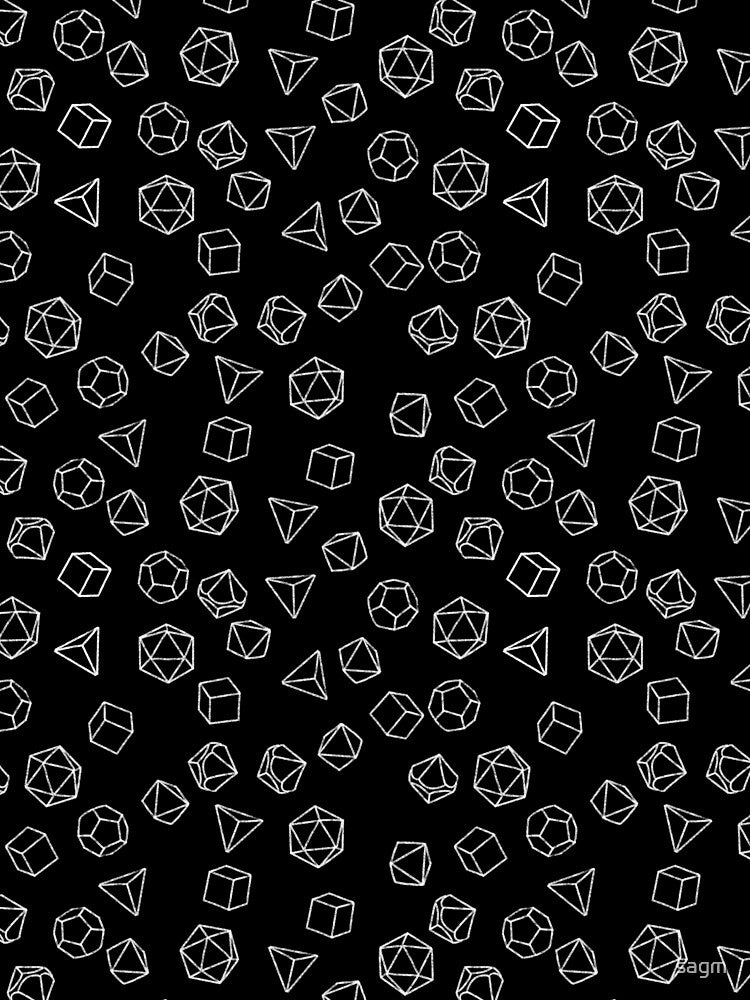 DnD Dice White on Black Pattern by sagm