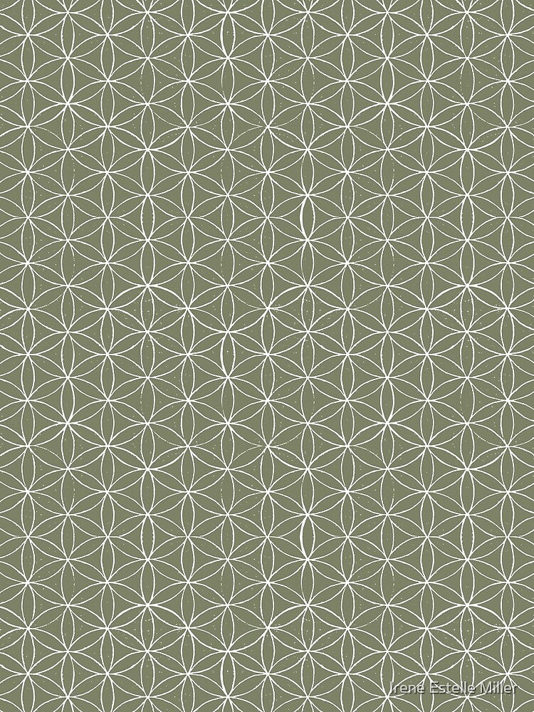Flower of Life Linocut Pattern - Sage + Snow by Irene Estelle
