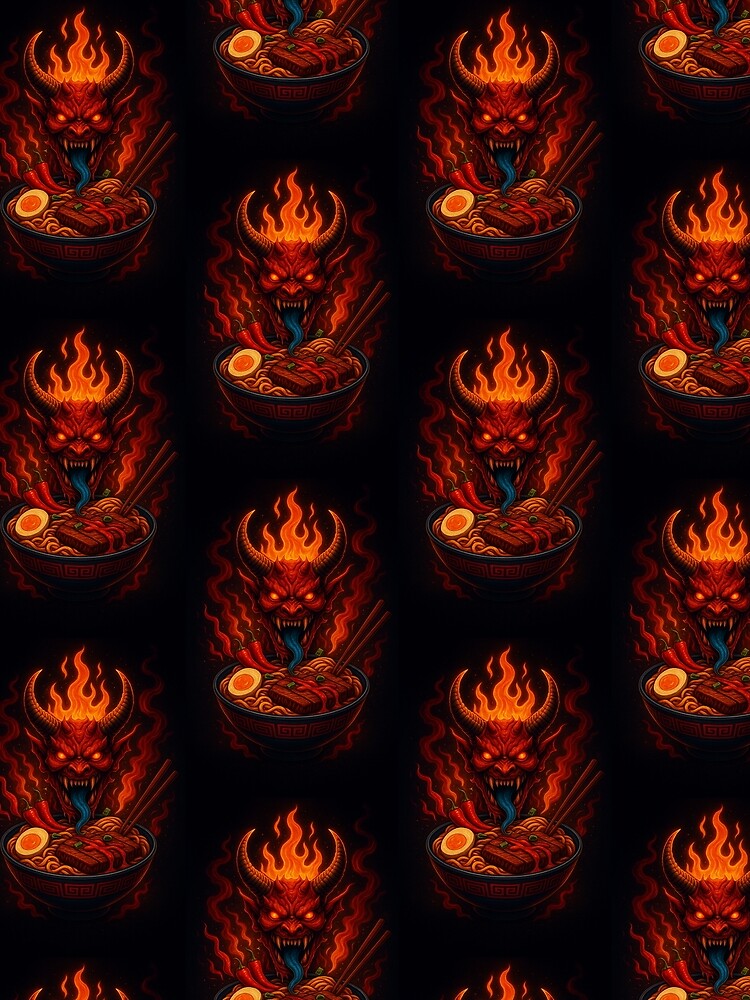 Hellfire Ramen Demon – Spicy Neon Graffiti Monster Art by GraffKingz