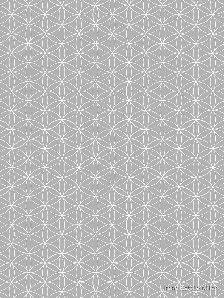 Flower of Life Linocut Pattern - Fog + Snow by Irene Estelle