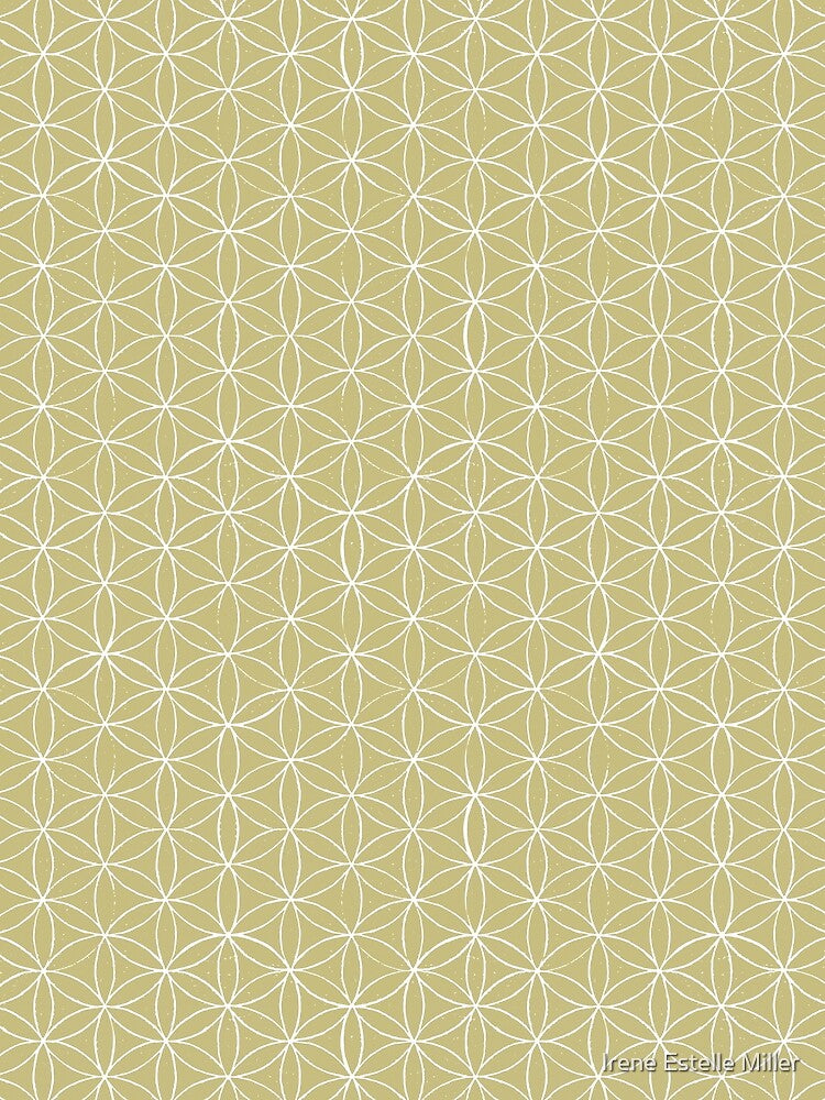 Flower of Life Linocut Pattern - Gold + Snow by Irene Estelle