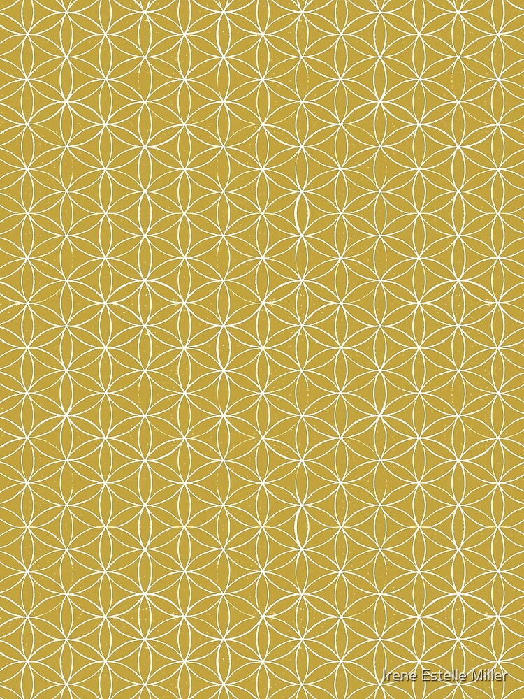 Flower of Life Linocut Pattern - Saffron + Snow by Irene Estelle