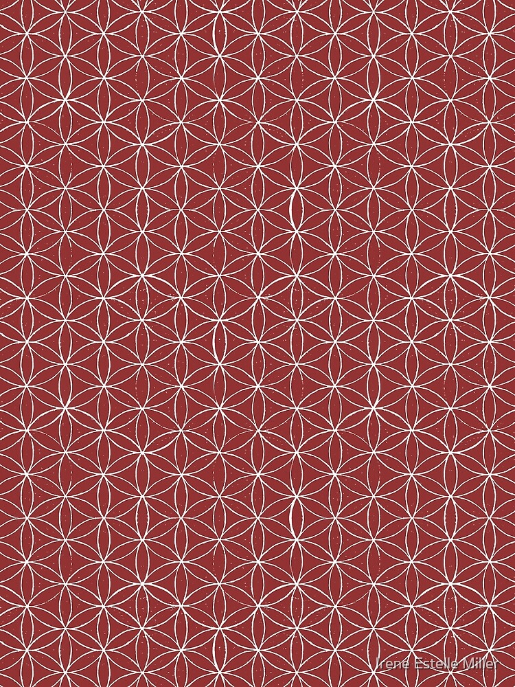 Flower of Life Linocut Pattern - Ruby + Snow by Irene Estelle