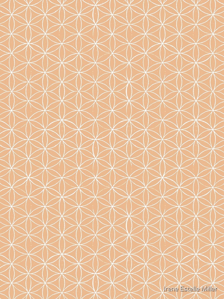 Flower of Life Linocut Pattern - Melon + Snow by Irene Estelle