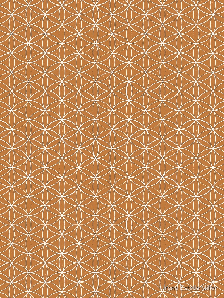 Flower of Life Linocut Pattern - Rust + Snow by Irene Estelle
