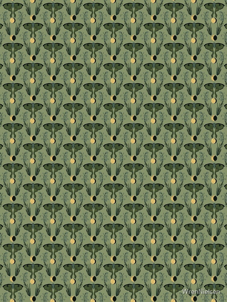 Green Luna Moth Tuberose Moon Print by WrenNielsen