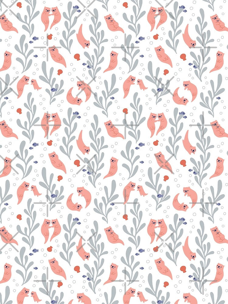 Cute Otter Family Play in the Sea Pattern by KristyKate