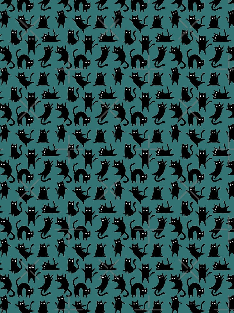 Crazy black cats - teal by InkishDelight