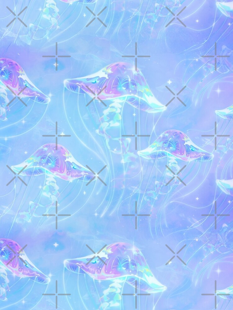 Pastel Jellyfish Dreamscape, Iridescent Ocean Glow, Lavender Blue Celestial Underwater Fantasy by CharmedVille