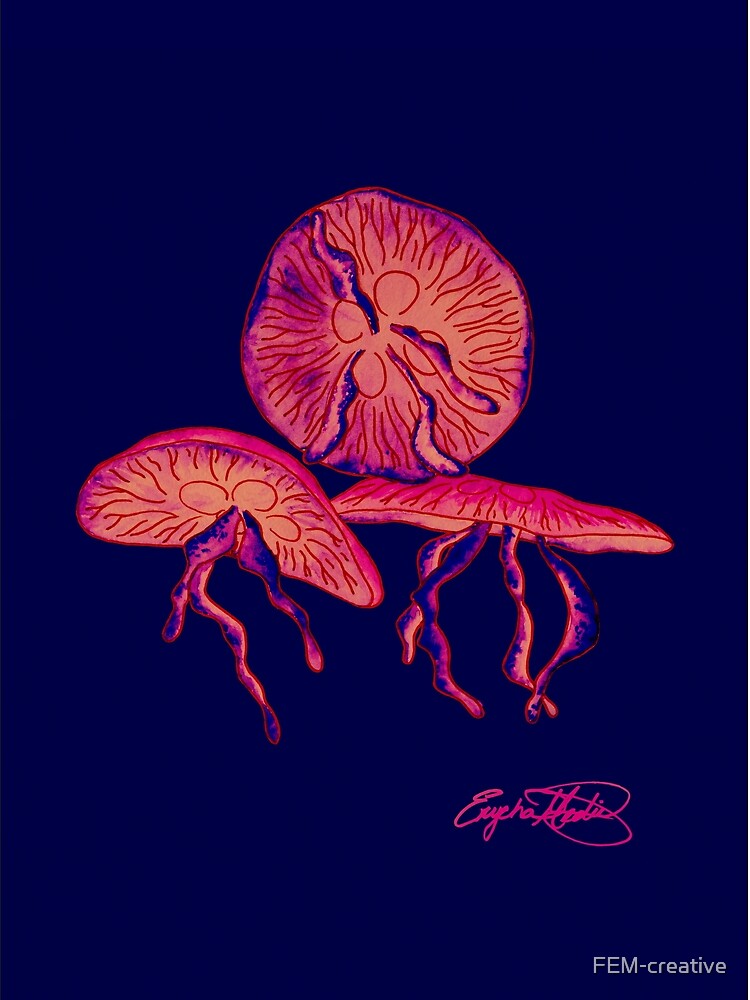Psychedelic Pink Jellyfish on Deep Purple by FEM-creative