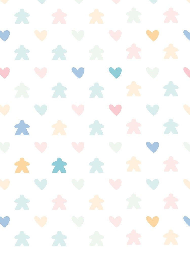 Soft, Pastel Meeple Heart Pattern for Board Game Lovers by BeamGeeks