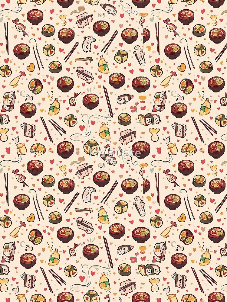 Cute Chinese Food Pattern | Dumplings & Noodles Illustration by KiValuate
