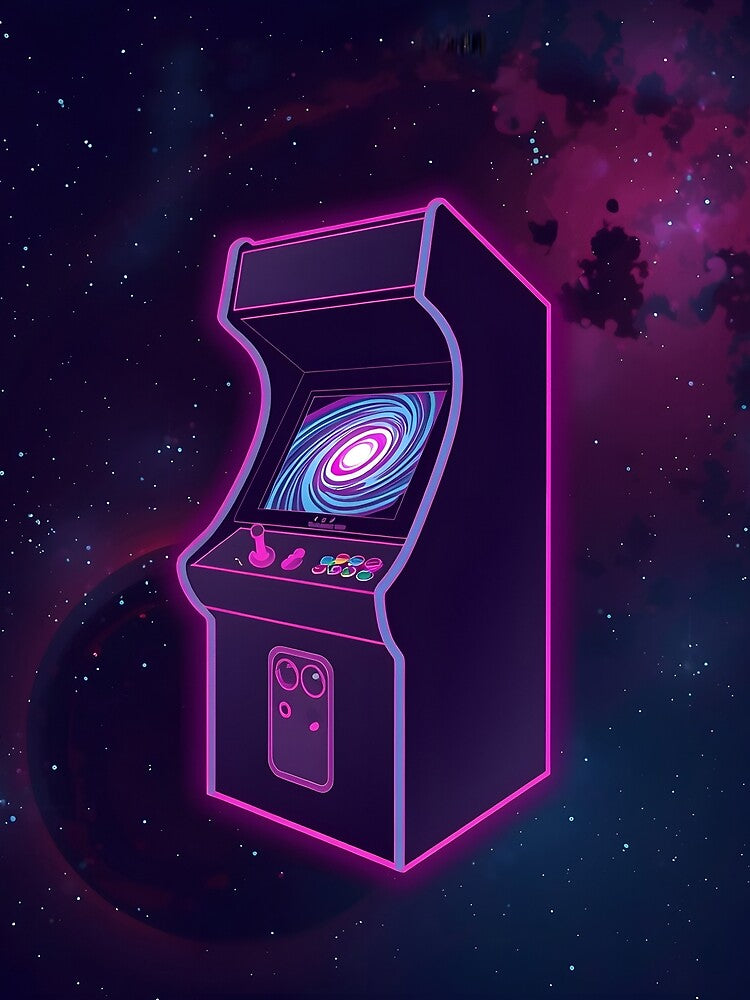 Cosmic Arcade Portal - Retro Vaporwave Gaming Art Print by ThePixelArchive