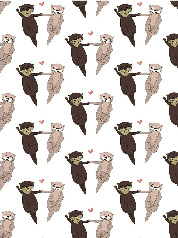 otters holding hands pattern design by Jeangel97