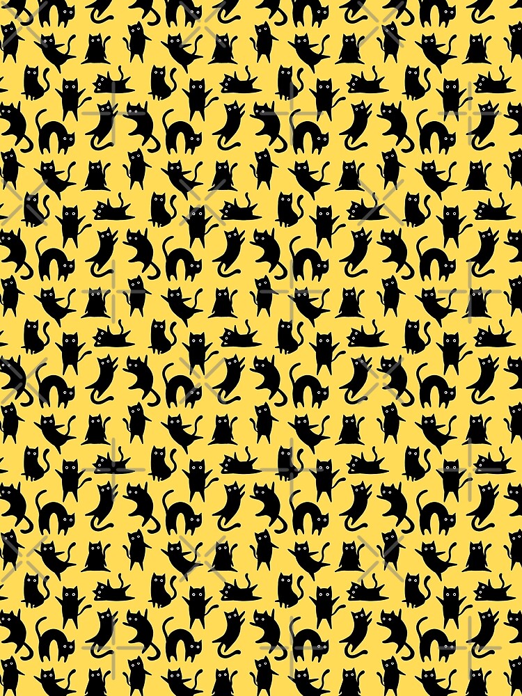 Crazy black cats - yellow by InkishDelight