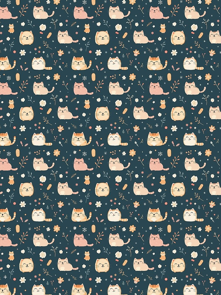Cute Load Cats Plants Flowers Pattern by SStarDesigns