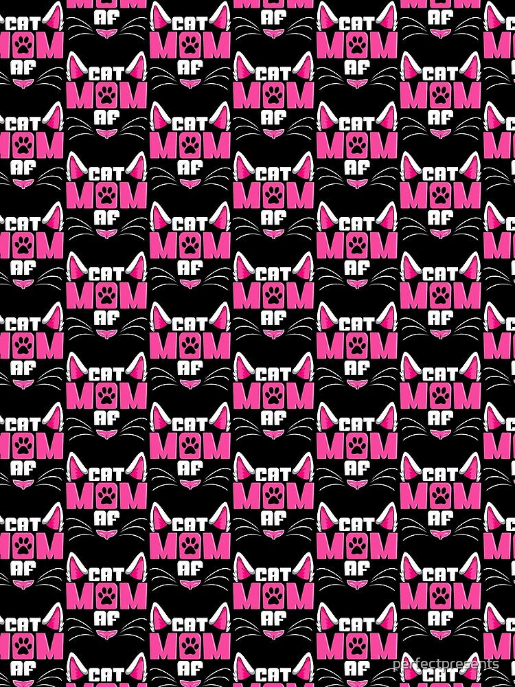 Funny Cat Mom AF Crazy Cat Lady Meme Tile Pattern by perfectpresents