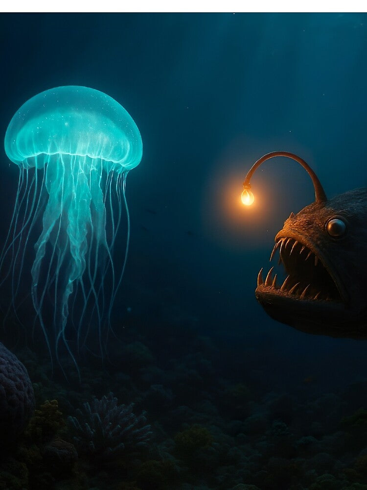Deep Glow: Encounter in the Abyss by EchoAuraGraphic
