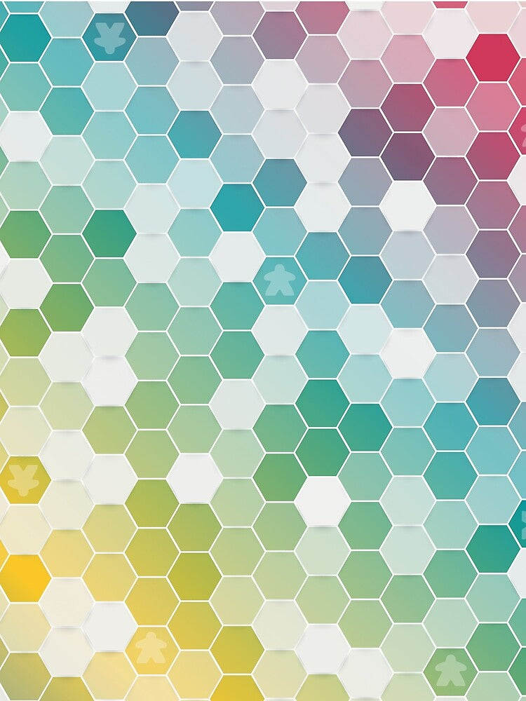 Colorful Meeple and Hexagon Pattern for Board Game Lovers by BeamGeeks