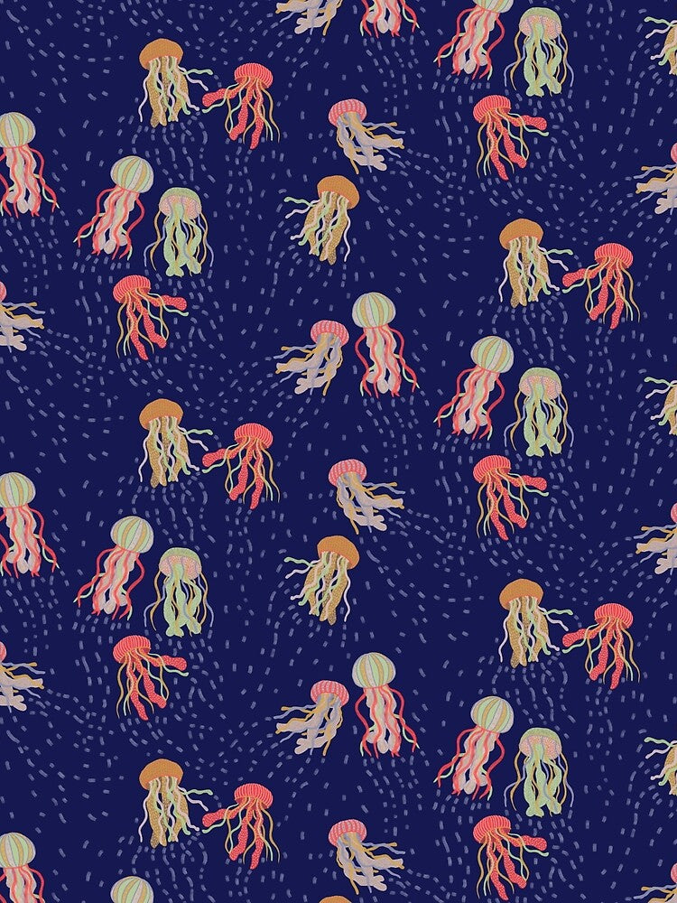 Handpainted Jellyfish Delight: Modern Ocean Theme by Ema Tudose