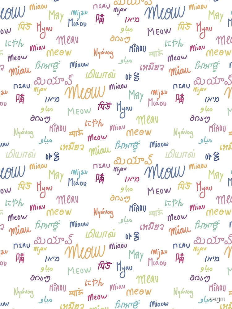 Multicolor Multilingual Cat Sounds Meow Pattern by sagm