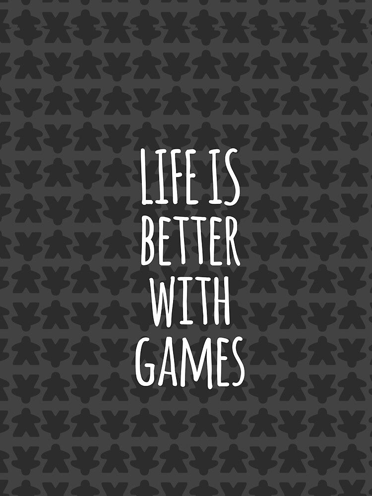 Life is Better with Games All Black Meeples Pattern - Perfect for Board Game Lovers by BeamGeeks