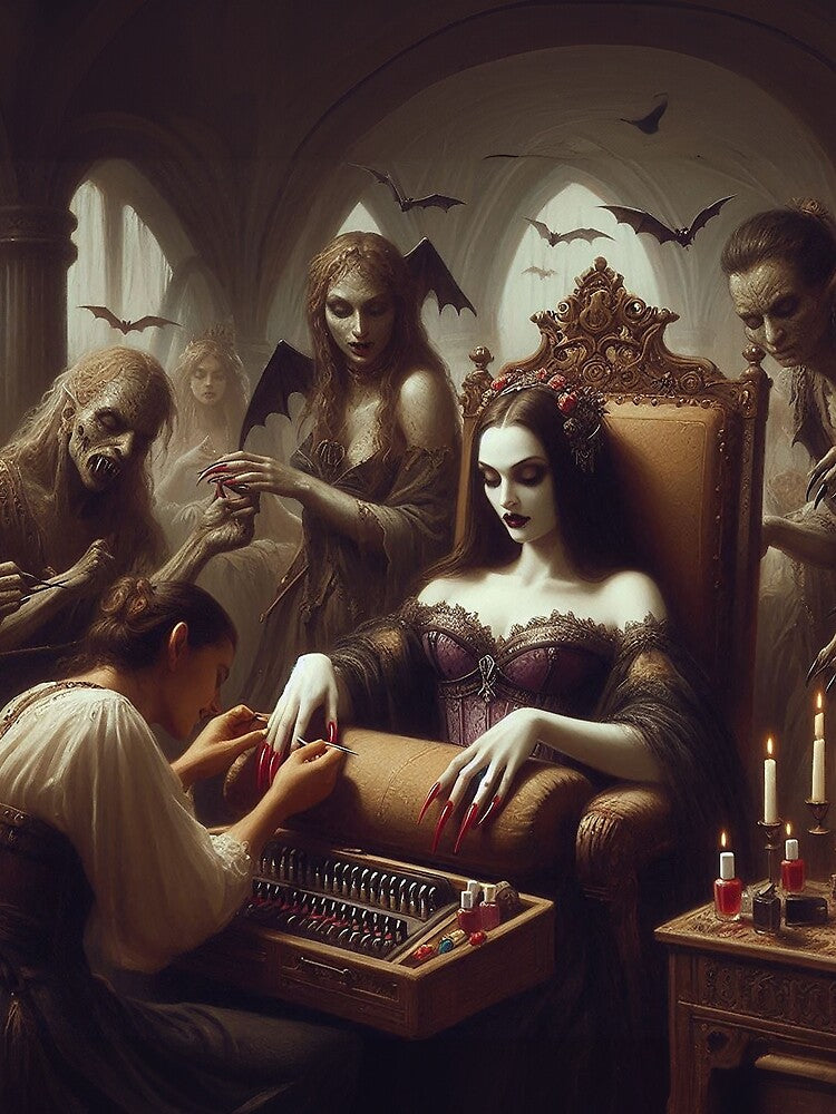 Vampiric Woman Sharpens Her Claws by boysenberrie