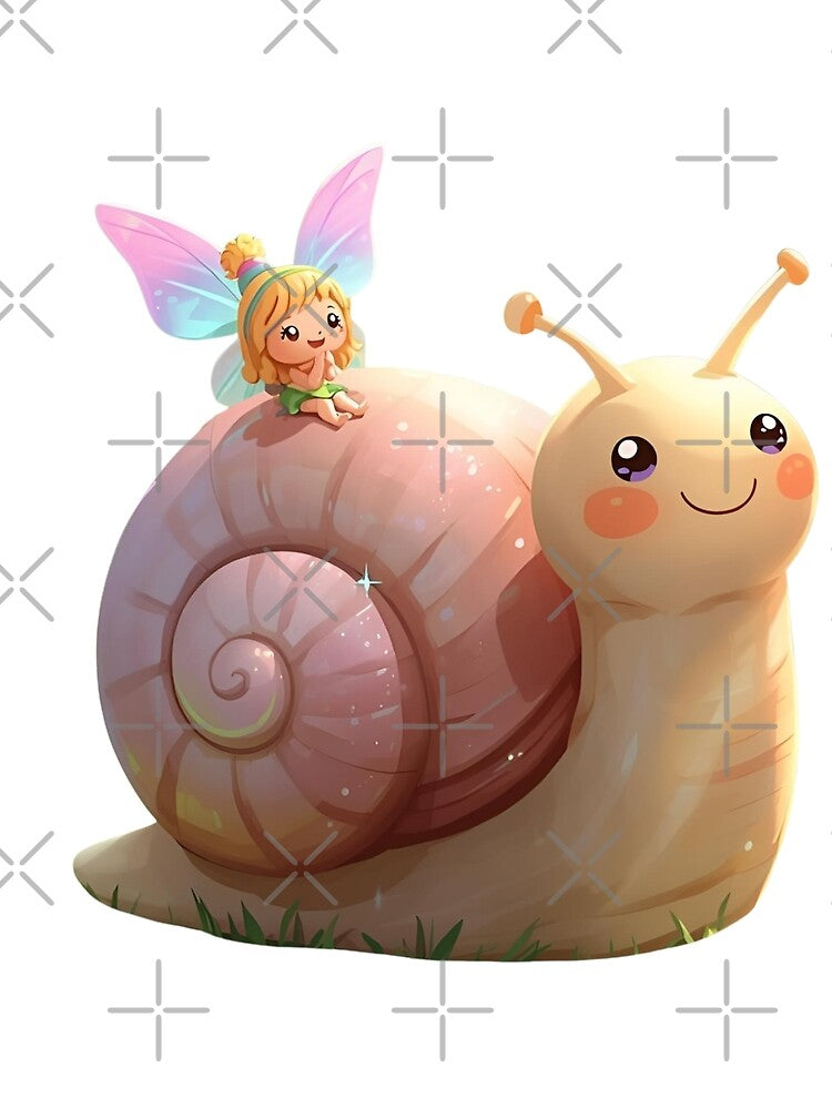 Little elf rides on a snail through the fairytale forest by SimonsDesignArt