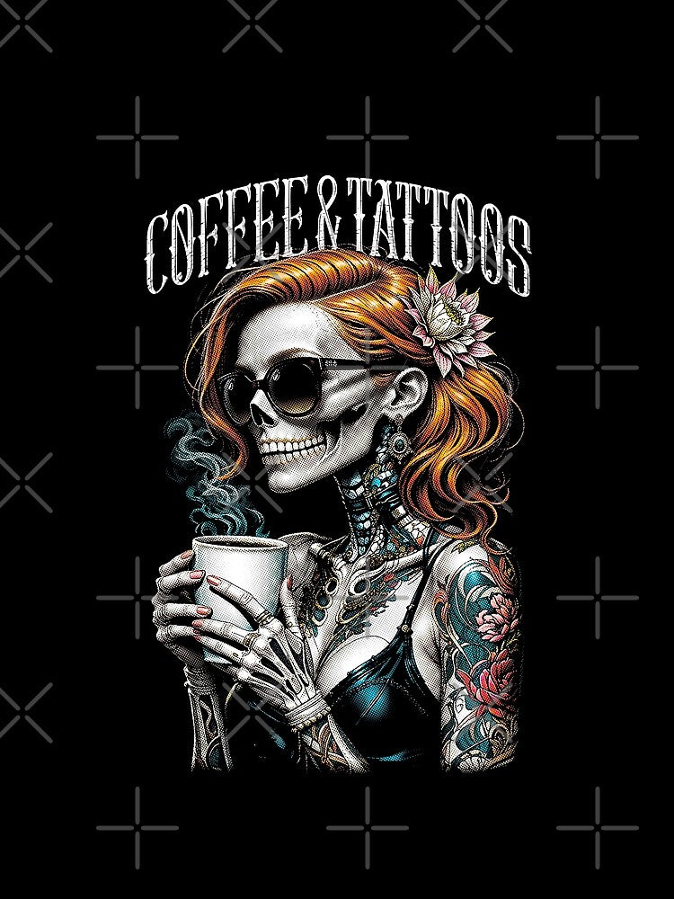 Coffee And Tattoos Gothic Tattooed Skeleton Girl Tattoo Ink by GrandeDuc