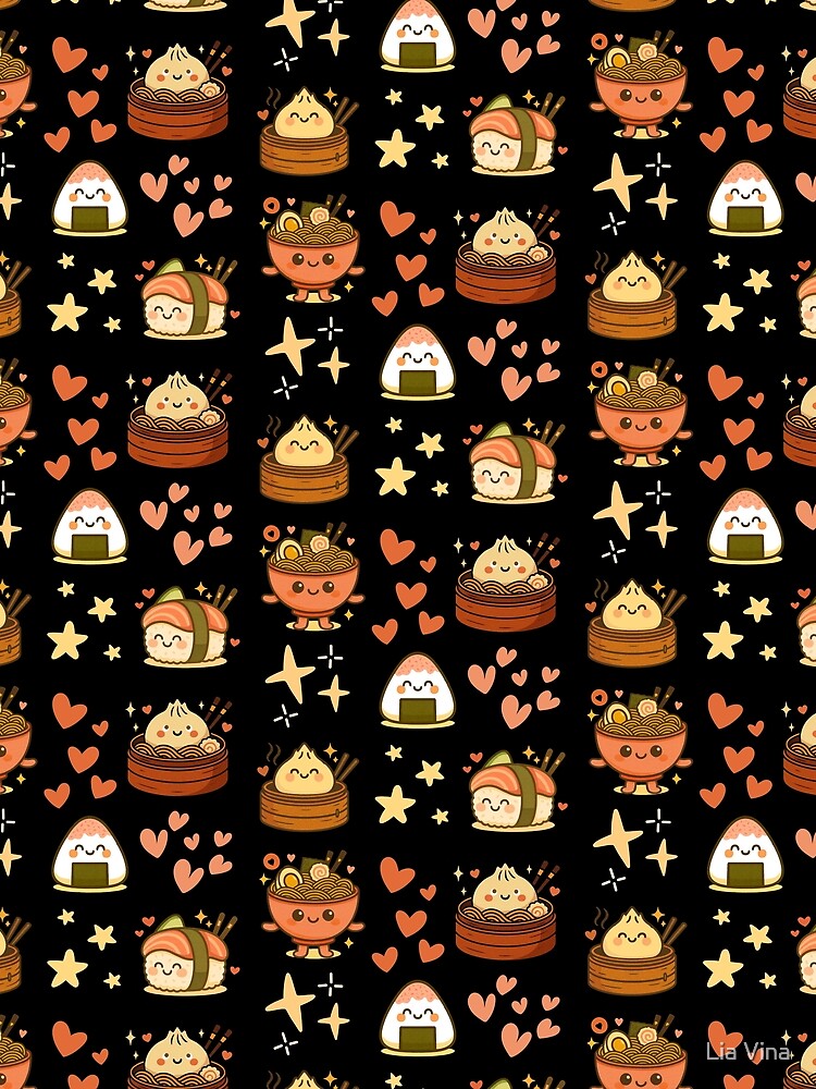 Adorable Asian Food and Drinks Pattern 4 by Lia Vina