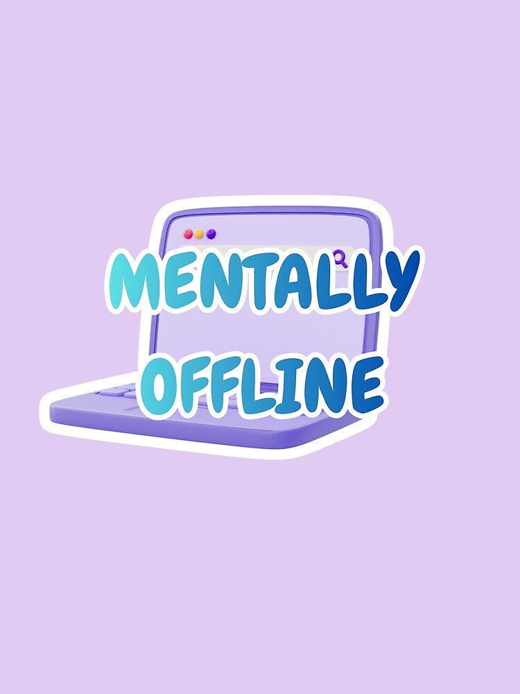 Mentally Offline Sticker | Cozy Burnout & Low Energy Aesthetic by SwampKittyCo