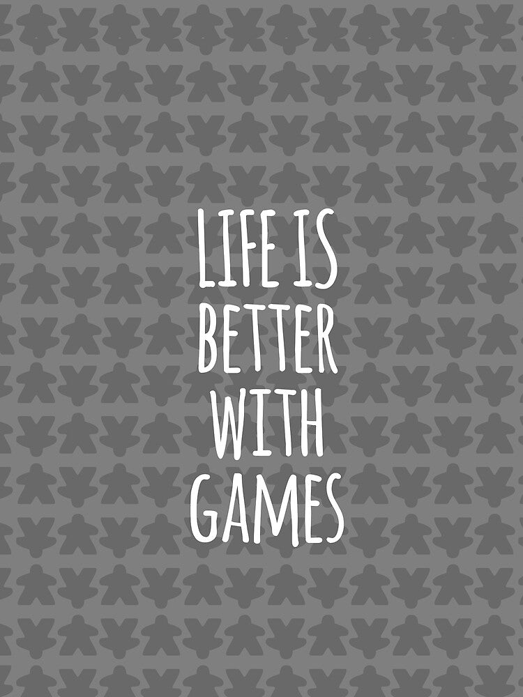 Life is Better with Games All Gray Meeples Pattern - Perfect for Board Game Lovers by BeamGeeks