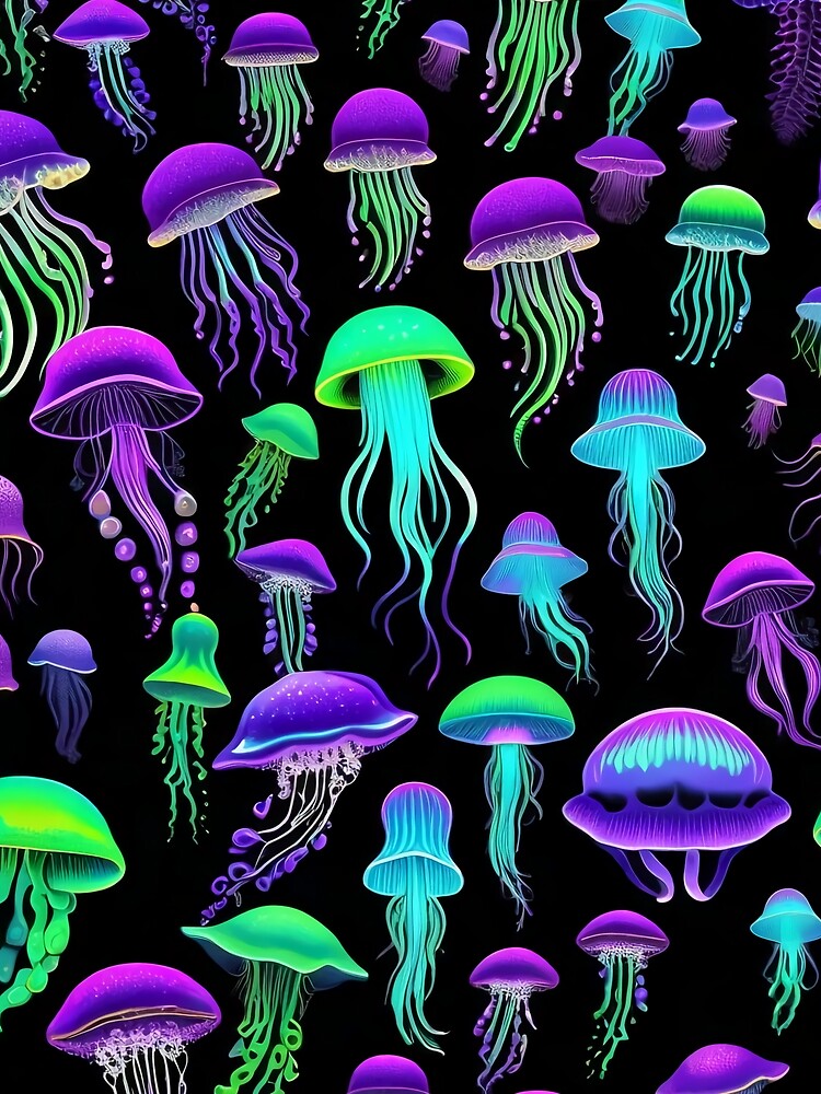 Trippy Blacklight Bioluminescent Jellyfish Pattern by DreamCraze