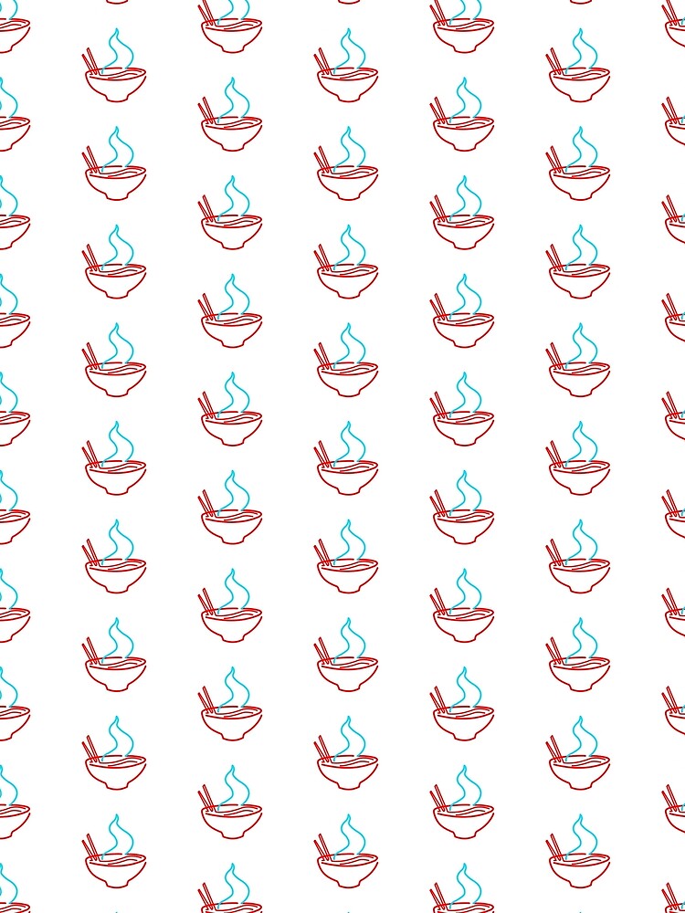 Spicy Ramen Noodles Neon (Pattern Graphic on White) by Casa de Garcia