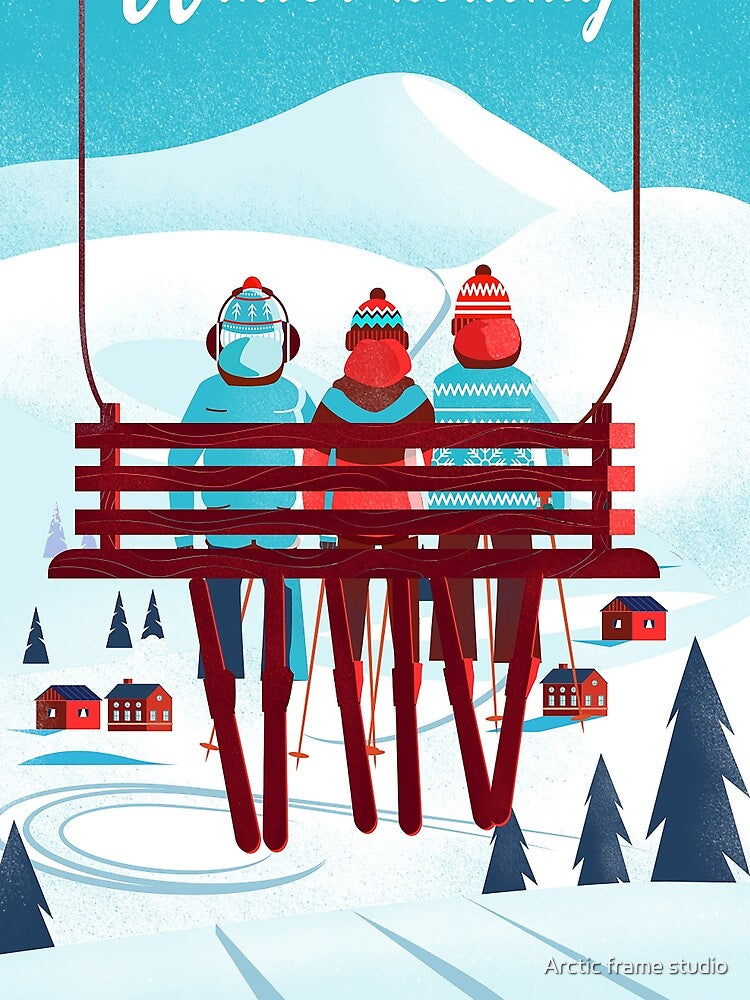 Vintage Winter Holiday travel poster by Arctic frame studio