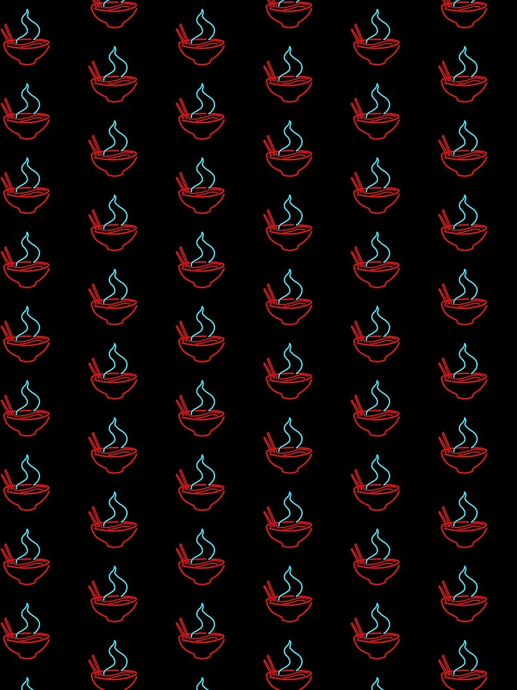 Spicy Ramen Noodles Neon (Pattern Graphic on Black) by Casa de Garcia