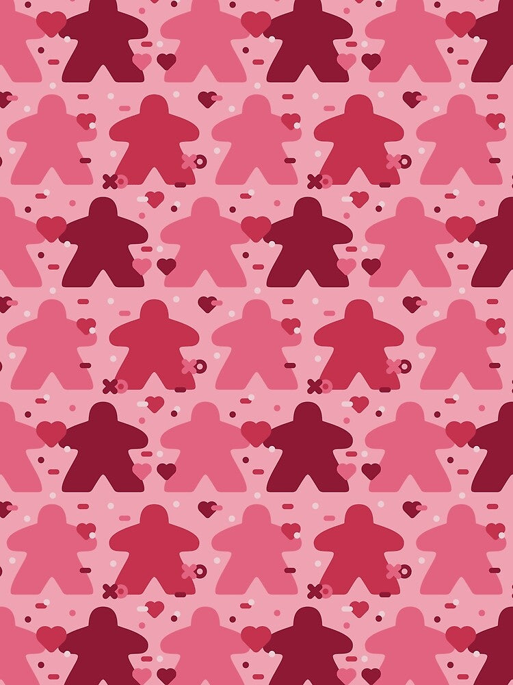 Pink and Red Heart Board Game Meeple Love Valentine Pattern by BeamGeeks