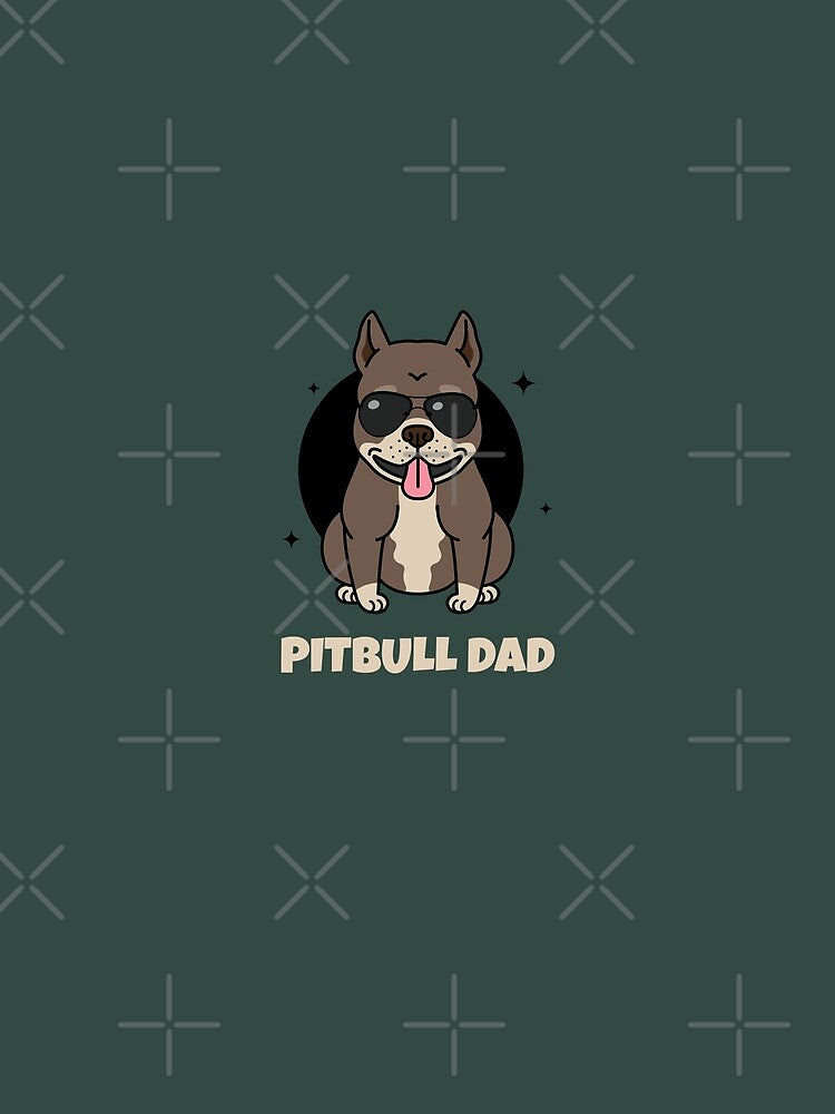 Cute Pitbull Dad Design – Funny Dog Wearing Sunglasses Illustration by DesignsVault